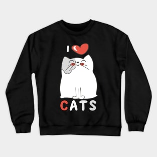 I Love Cats Big Red Heart Kitty Lover Crewneck Sweatshirt